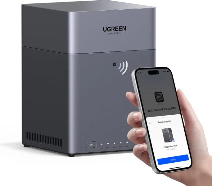 Server NAS UGREEN NASync DH4300 Plus 85660, 4-bay, ARM 8-core, 8GB LPDDR4X, 2.5GbE, Gri