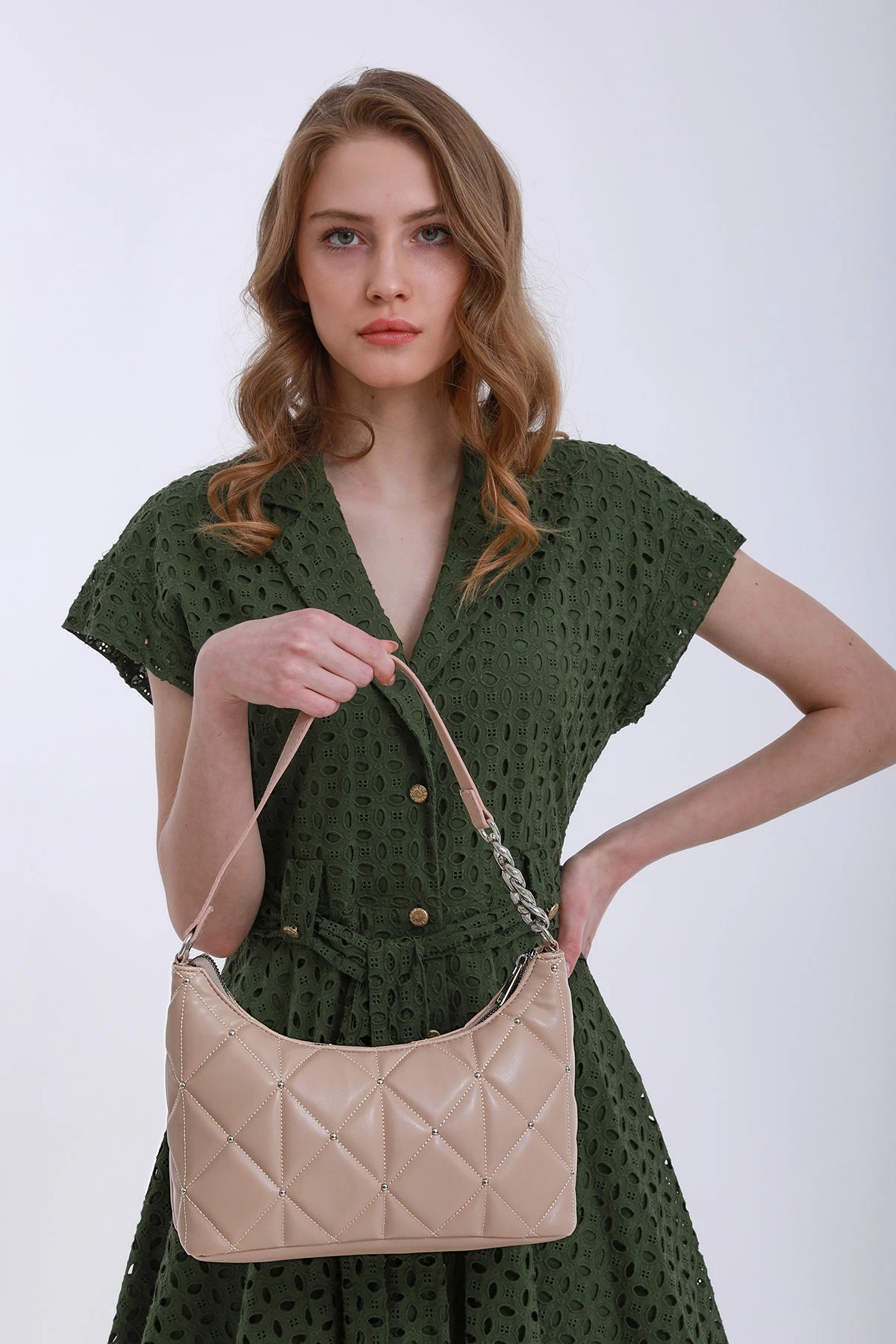 Çantë shpatullë Zoozie Bags, 22YV10-003, ngjyrë mink