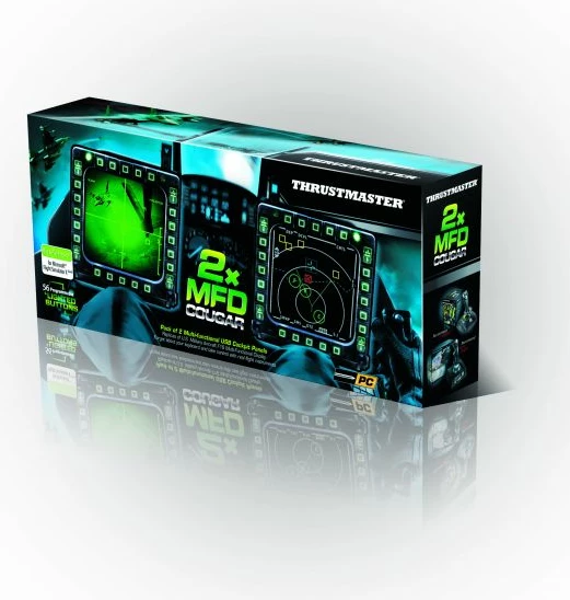 Panel MFD për simulim fluturimi Thrustmaster MFD Cougar, 48 komanda të programueshme, me ndriçim, set 2 copë, i zi