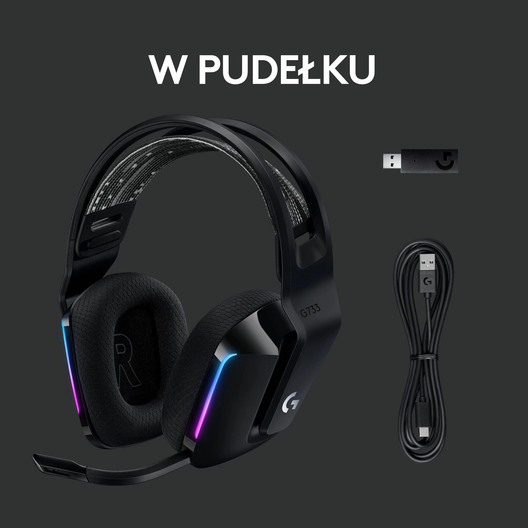 Kufje gaming Logitech G733 LIGHTSPEED 7.1 Wireless RGB, të zeza (981-000864)