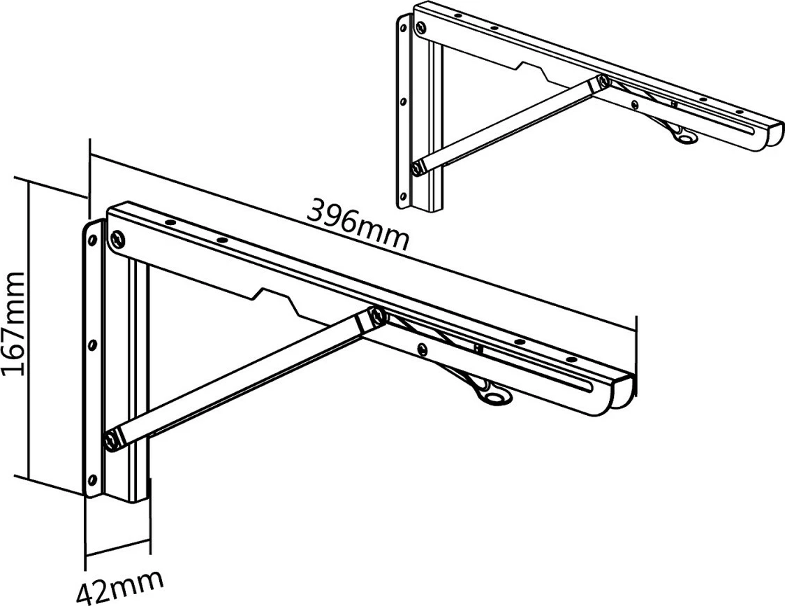Mbajtëse palosëse për raft muri Maclean MC-876, Çelik, E zezë, set prej 2 copë