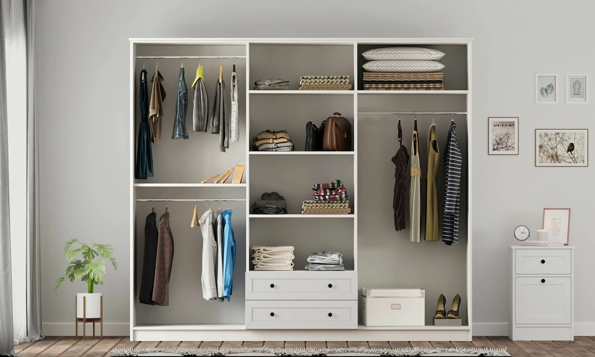 Dollap garderobe, ngjyrë e bardhë mat, Skye Decor, RB-168-01-006