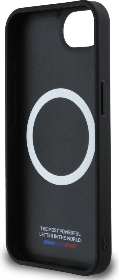 Mbështjellës BMW Oversized Stripes MagSafe për iPhone 16e, lëkurë, e zezë