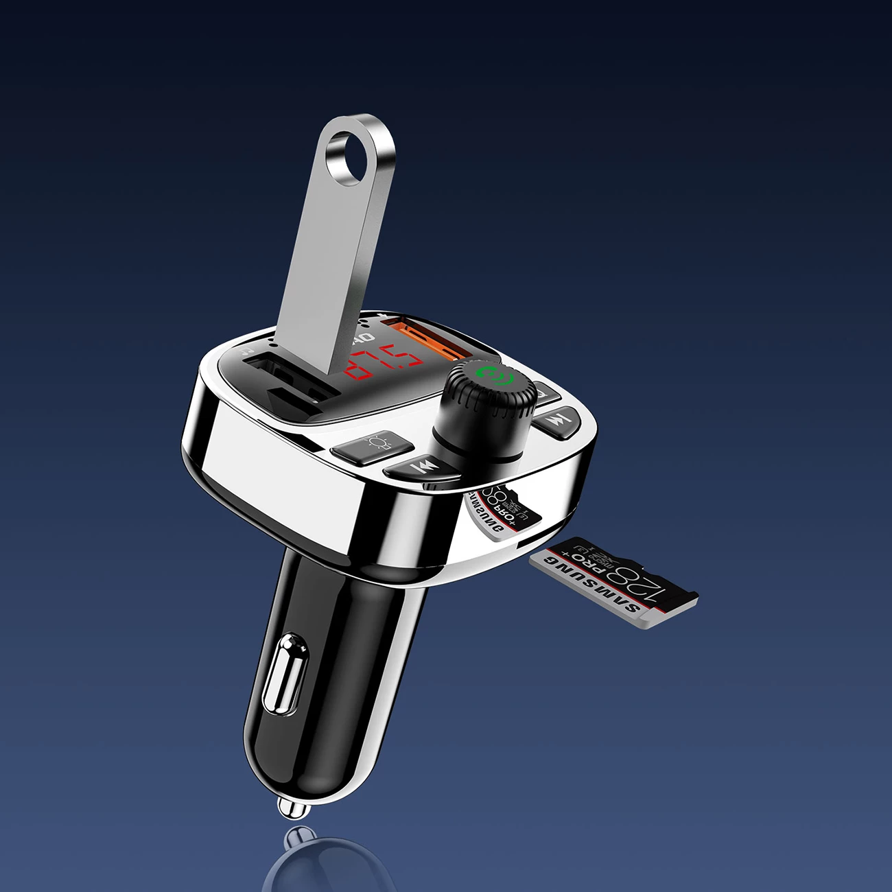 Transmetues Bluetooth për veturë Dudao R2PRO+, PD 25W, Bluetooth 5.3, RGB, zi dhe argjendtë