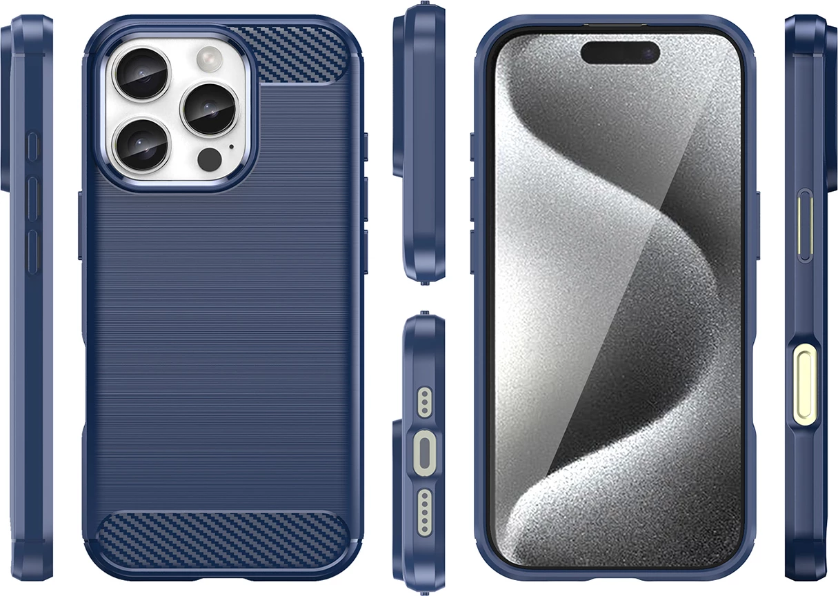 Mbështjellës Hurtel Carbon Case për iPhone 16 Pro Max, TPU, Blu