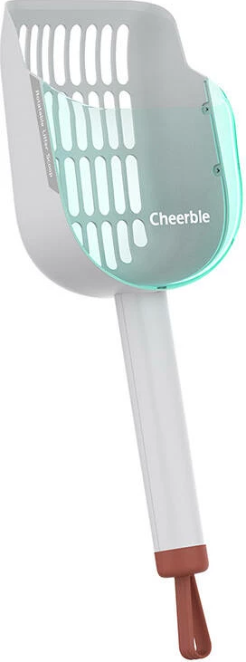 Lopatë rotative Cheerble C0621 për rërë të kafshëve, ABS/PC/silikon, e bardhë/jeshile