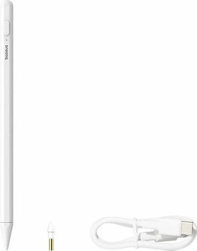 Stilus Baseus Smooth Writing 2 Lite 130mAh, për iPad, karikim USB-C, Palm Rejection, i bardhë, set me majë rezervë + kabllo