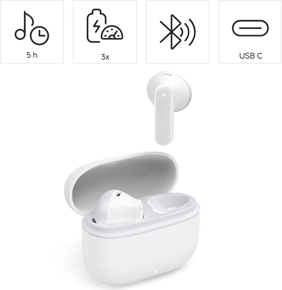 Kufje Hama True Wireless Freedom Light II, Bluetooth 5.3, të bardha