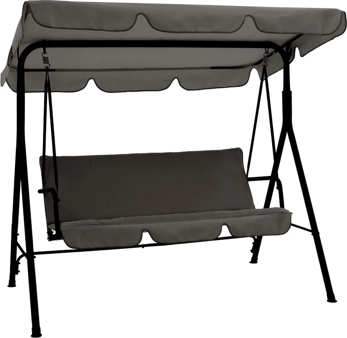 Shilte për kopsht metalike, ngjyrë e zezë, pëlhurë gri, 170x110x153cm