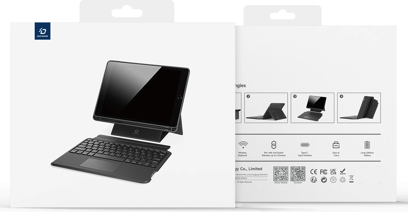 Mbështjellës me tastierë Bluetooth Dux Ducis DK Series për iPad Pro 12.9 (2020/2021/2022), i zi