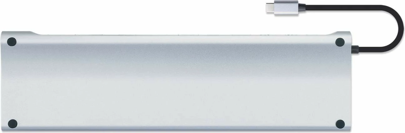 Docking station MANHATTAN USB-C 11in1 MST, për 3 monitorë, argjend