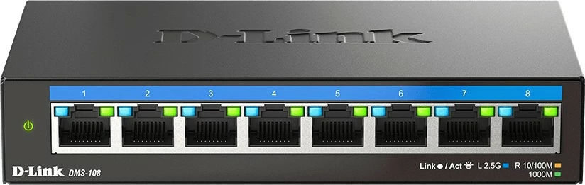 Switch D-Link DMS-108, 8-Port 2.5G, pa menaxhim, metalik