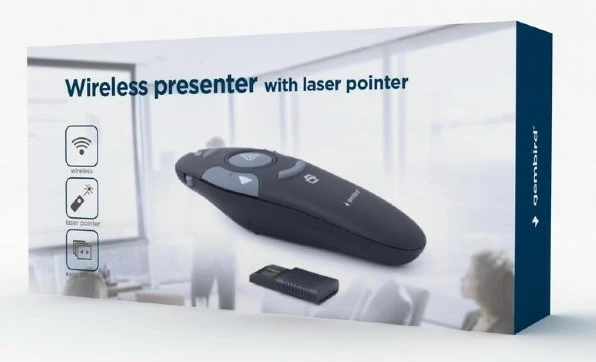 Telekomandë wireless për prezantime Gembird WP-L-11, me USB receiver, e zezë