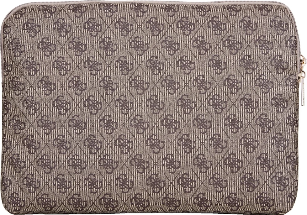 Mbështjellës laptop Guess 4G Zipper Pocket Triangle Logo, 14", Kafe