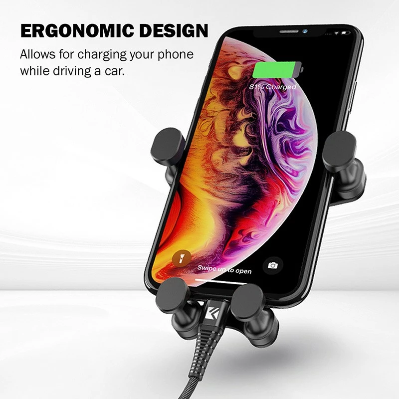 Mbajtës telefoni për veturë CRONG Gravity Car Mount, Auto-Lock, për telefona 4.7-6.5 inç, i zi