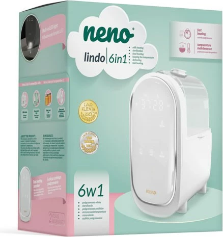 Sterilizues dhe ngrohës Neno Lindo 6-në-1, me ekran LED, i bardhë