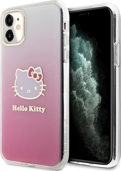 Mbështjellës Hello Kitty IML Gradient Electrop Kitty Head për iPhone 11/XR, Rozë