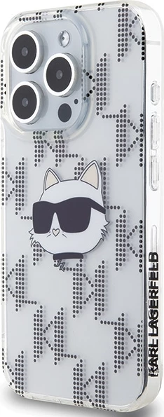 Mbështjellës Karl Lagerfeld IML Choupette Head & Monogram për iPhone 15 Pro, Transparent
