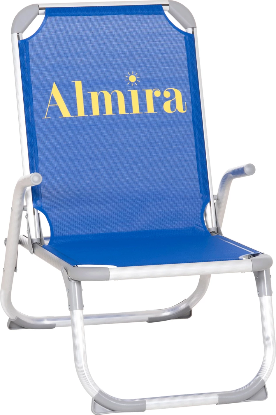 Karrige plazhi e ngritur, alumin i fortë, Almira FH6431.01, tekstilene blu, 53x68x80cm