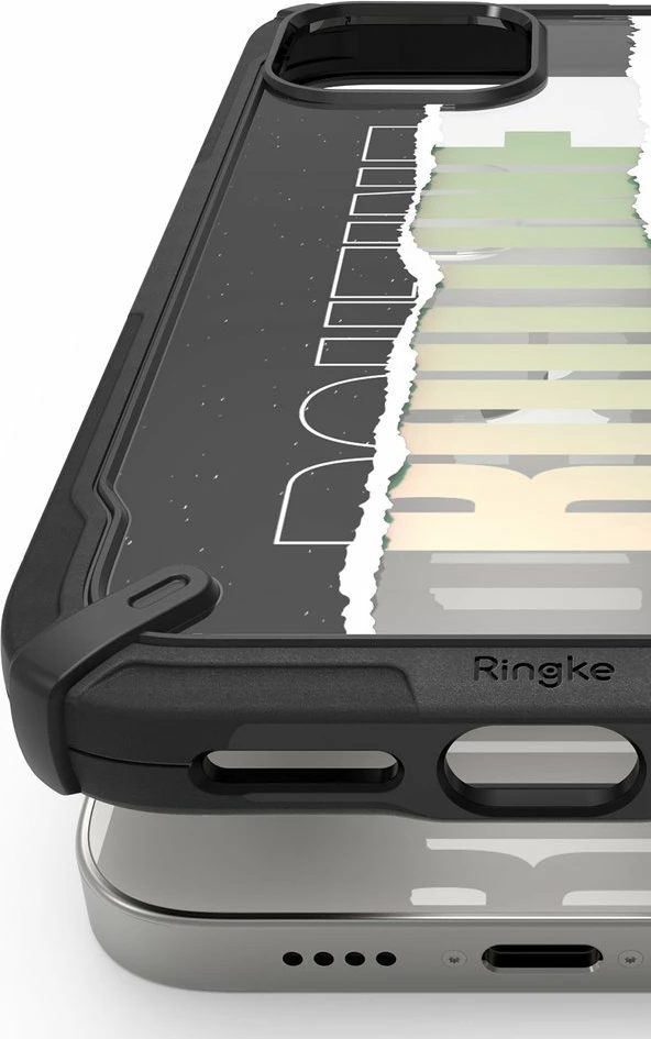 Mbështjellës Ringke Fusion X Design për iPhone 12 mini, PC+TPU, i zi/rozë