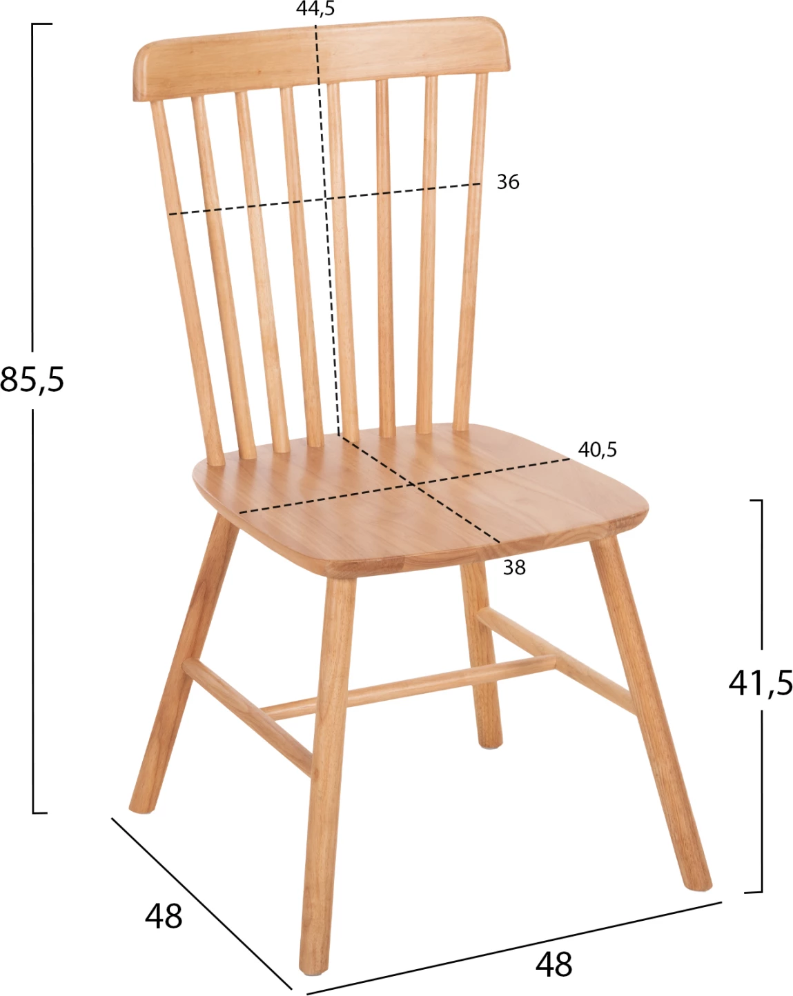 Karrige për ngrënie LUCIEN FH8645.01, dru ahu, ngjyrë natyrale, 48x48x85.5 cm, set prej 2 copë