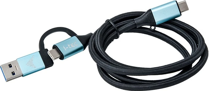 Kabllo USB-C në USB-C me adapter USB 3.0 i-tec, 1m, 10 Gbit/s, e zezë/blu