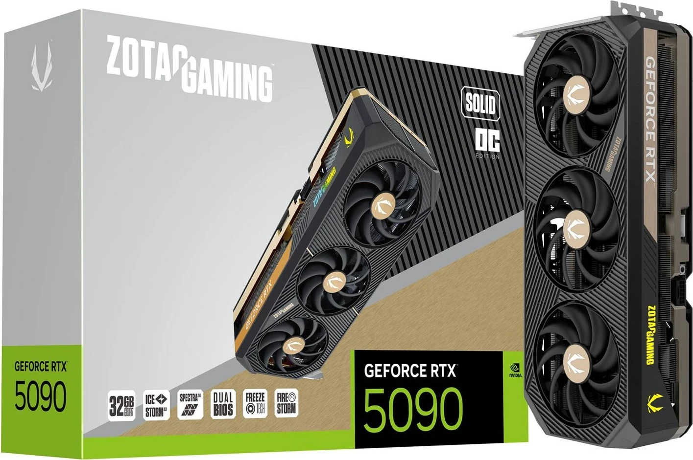 Kartelë grafike ZOTAC GAMING GeForce RTX 5090 SOLID OC, 32 GB GDDR7, e zezë