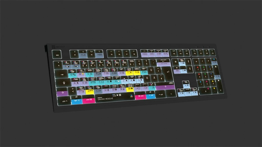 Tastierë LogicKeyboard Astra 2 DaVinci Resolve DE Mac, ndriçim, shumëngjyrëshe