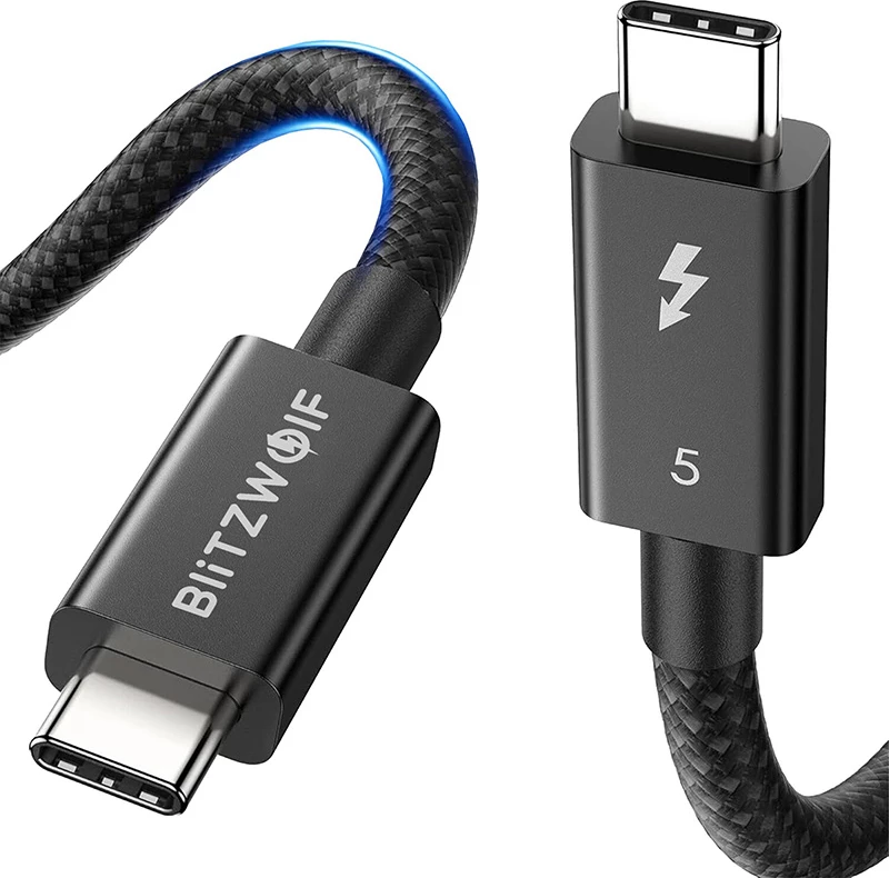 Kabllo USB-C në USB-C BlitzWolf BW-HDC8, 1.5m, 240W, Thunderbolt 5, e zezë