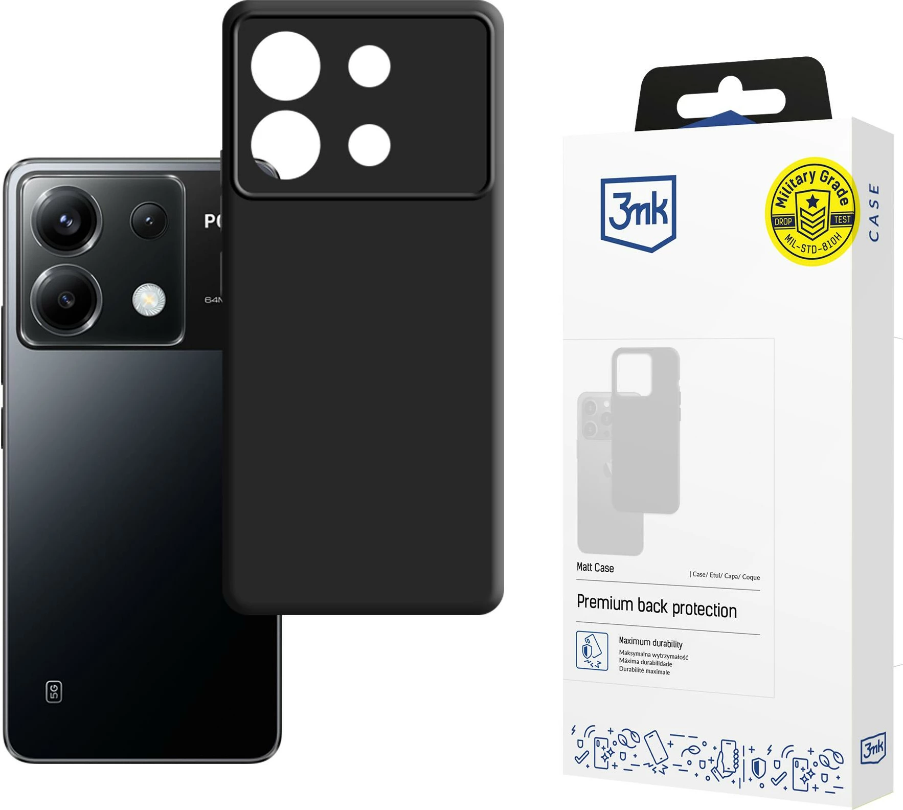 Mbështjellës 3mk Matt Case për Poco X6 5G, i zi