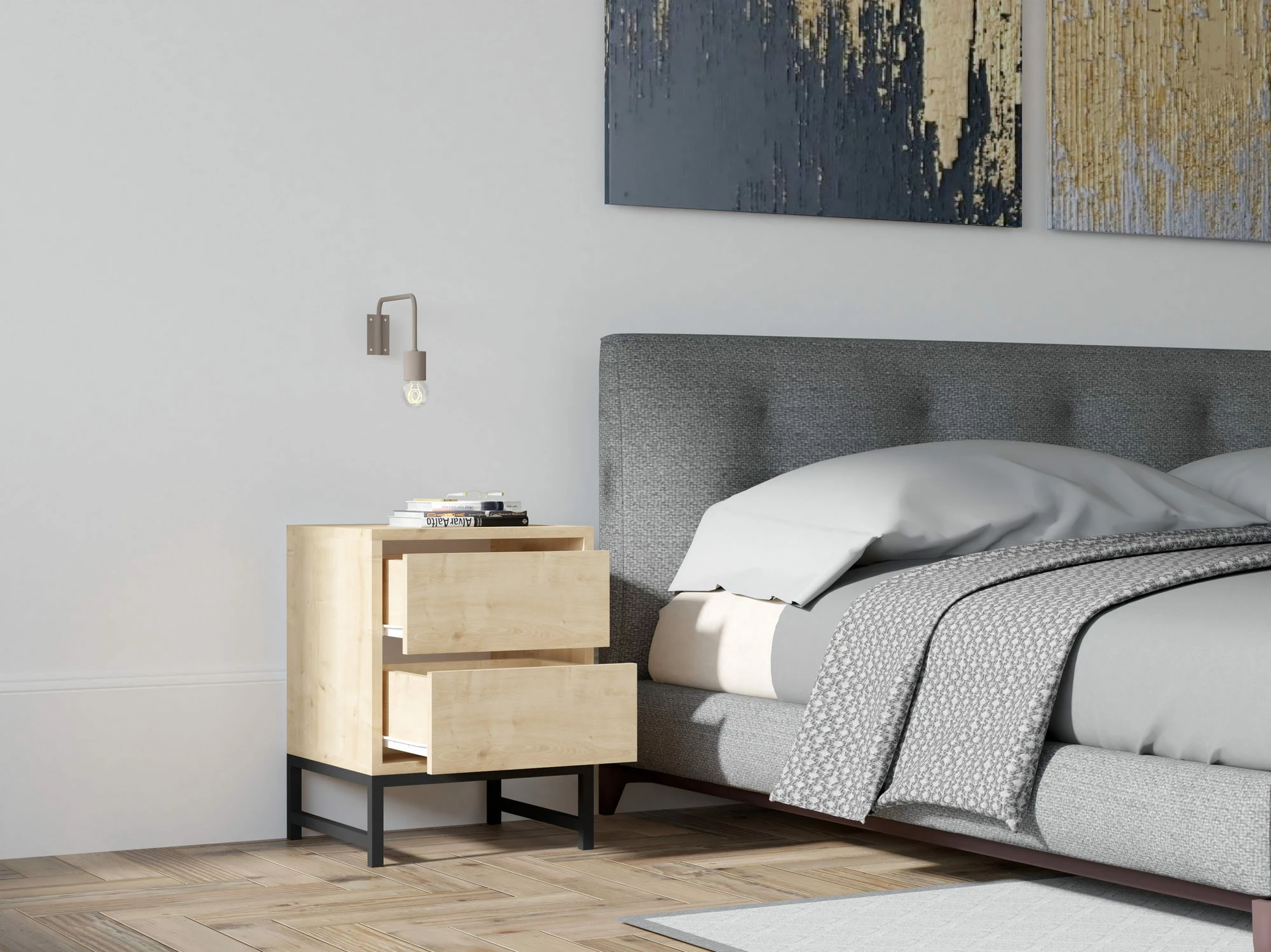 Komodinë Hanah Home, Nehir, ngjyrë safir dhe e zezë