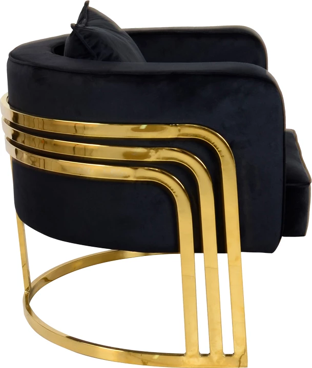 Karrige Roblu, metal i artë dhe pëlhurë kadife, ngjyrë e zezë, 72x77.4x70cm