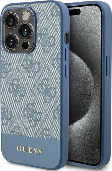 Mbështjellës Guess 4G Stripe për iPhone 15 Pro, Blu