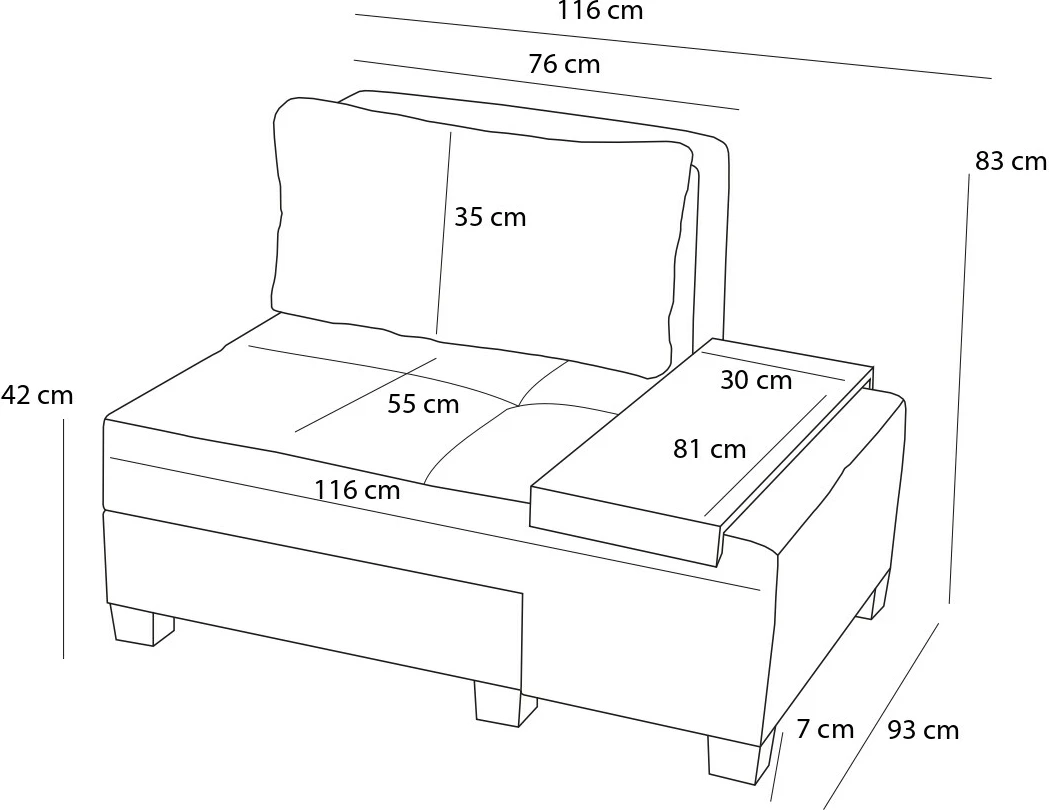 Krevat-karrige një vendës Atelier del Sofa, liri Perenna, anë e majtë, krem
