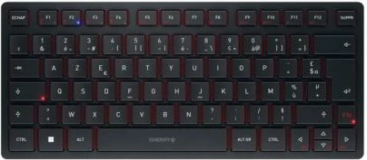 Tastierë Cherry KW 9200 MINI (JK-9250FR-2) pa tela 2.4 GHz + Bluetooth 5.0, lidhje me kabllo, e rikarikueshme, kompakte 320x175x25 mm, e zezë