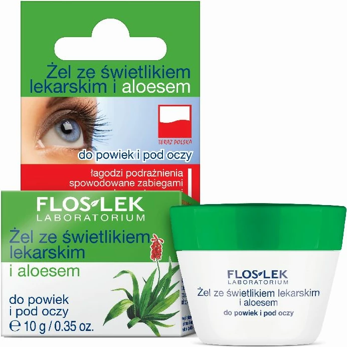 Gel për qepalla dhe poshtë syve Floslek me Aloe dhe bimë mjekësore për femra, 10g