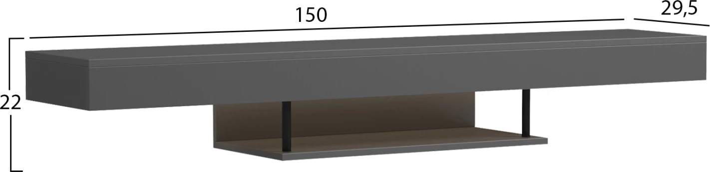 Mbajtës muri për TV me LED, ngjyrë gri, SAVOR FH18381.05, 150x29.5x22cm