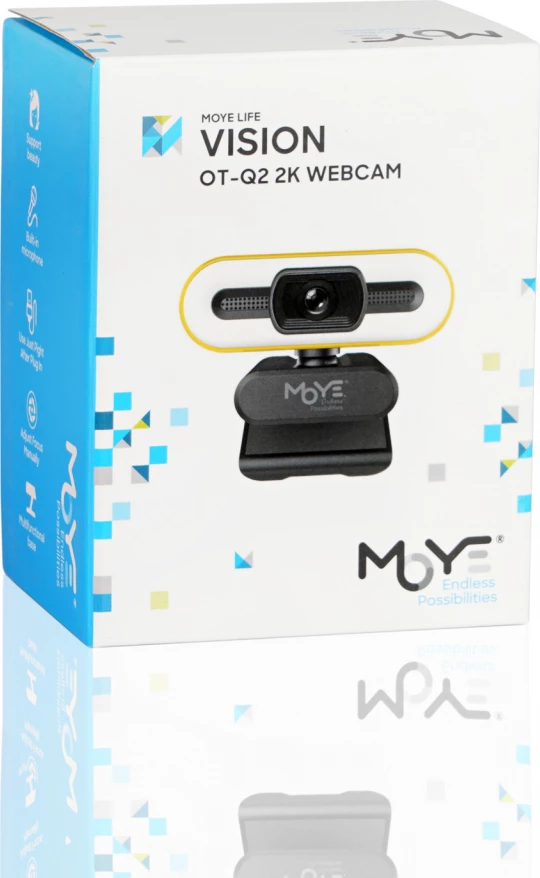 Webkamerë Moye OT-Q2 Vision 2K 1440p, me mikrofon, USB, e verdhë