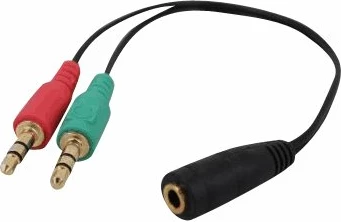 Adapter audio Gembird CCA-418, 3.5 mm 4-pin në 2 x 3.5 mm stereo, i zi