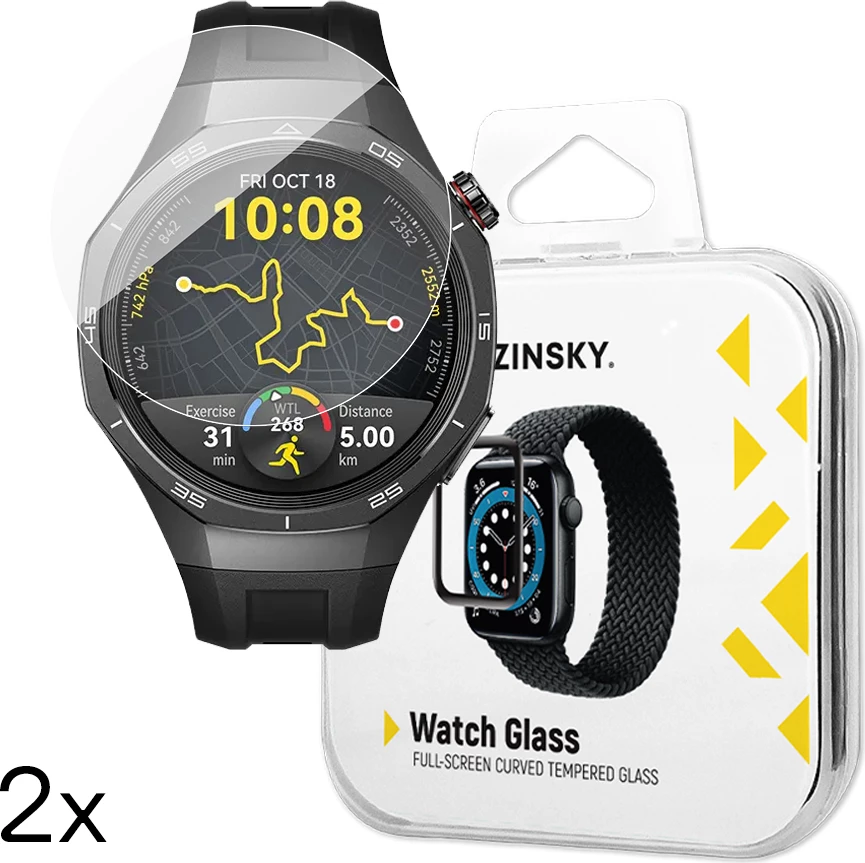 Xham i temperuar për orë Huawei Wozinsky Full Glue, 42mm, set prej 2 copë