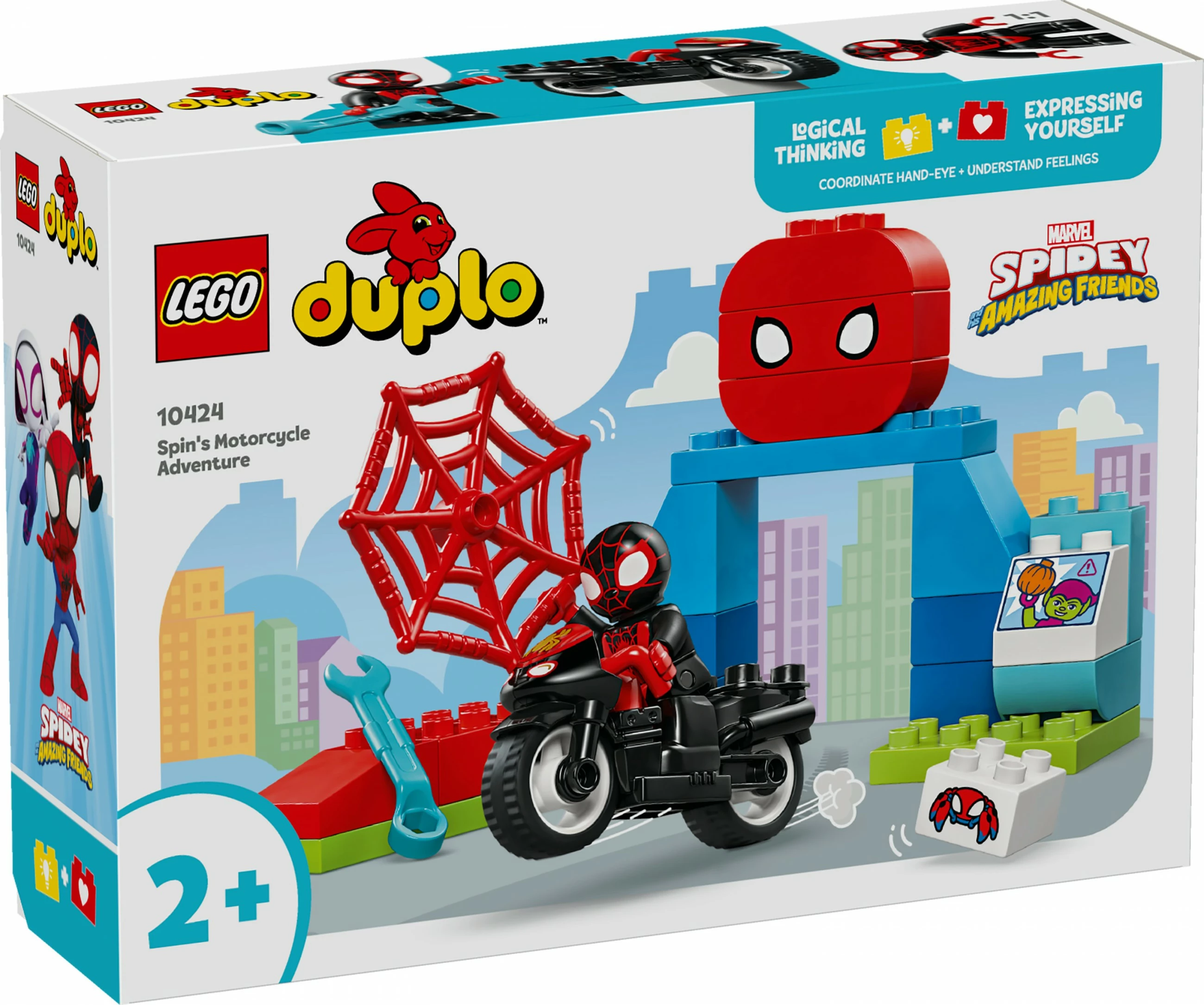 Set ndërtimi LEGO DUPLO Marvel 10424 Spin's Motorcycle Adventure, shumëngjyrësh
