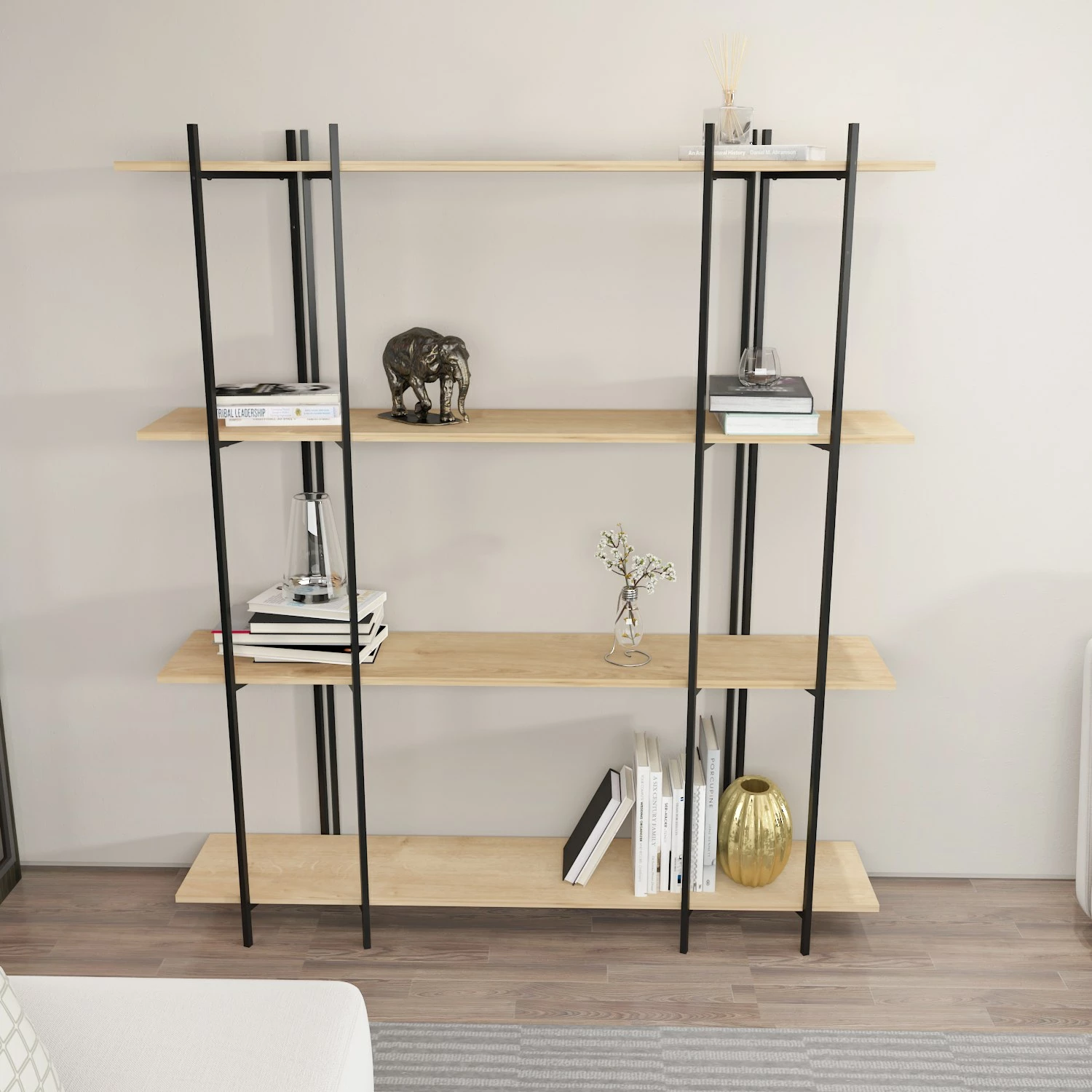 Raft librash Skye Decor, ngjyrë lisi dhe e zezë, 160x180x29.6cm