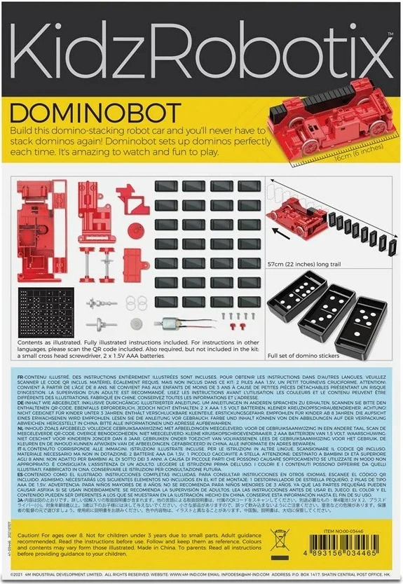 Set edukativ robotik 4m Dominobot, 24 domino, i kuq