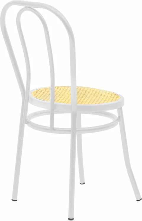 Karrige Vienna pe rattan bezhë-metal bardhë