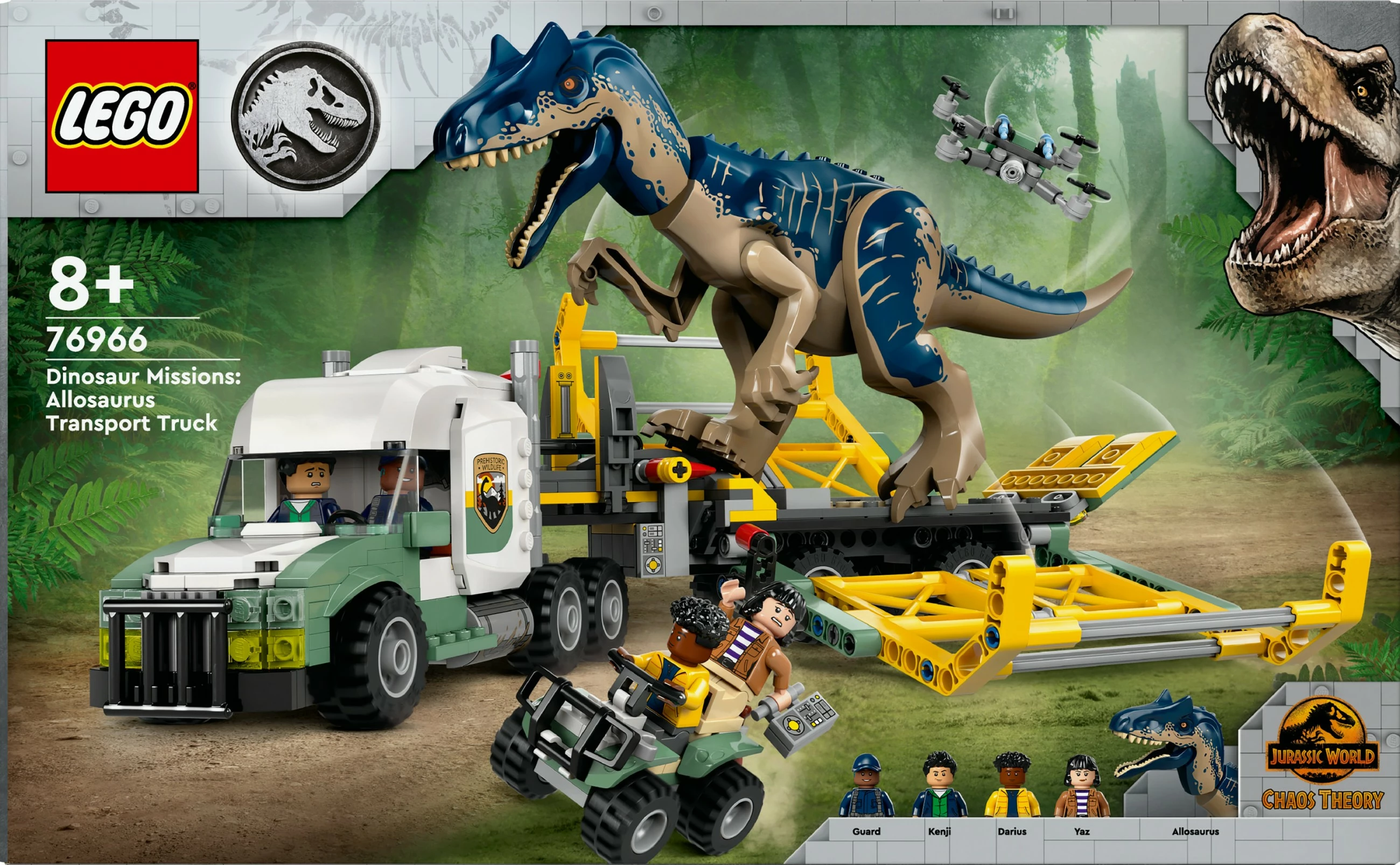 Set ndërtimi LEGO Jurassic World 76966, Allosaurus Transporter, 588 pjesë, multikolor