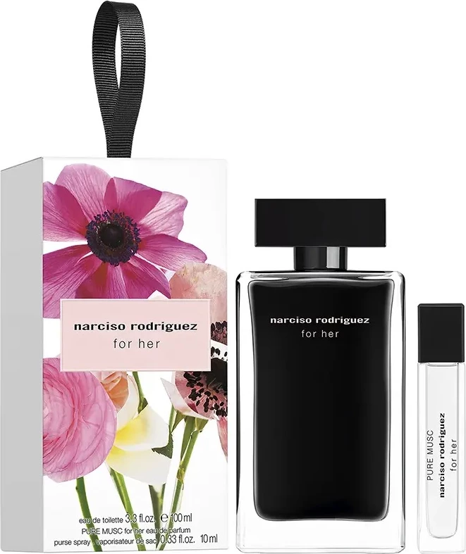Set Eau de Toilette dhe Eau de Parfum për femra Narciso Rodriguez For Her dhe Pure Musc For Her, 100ml + 10ml