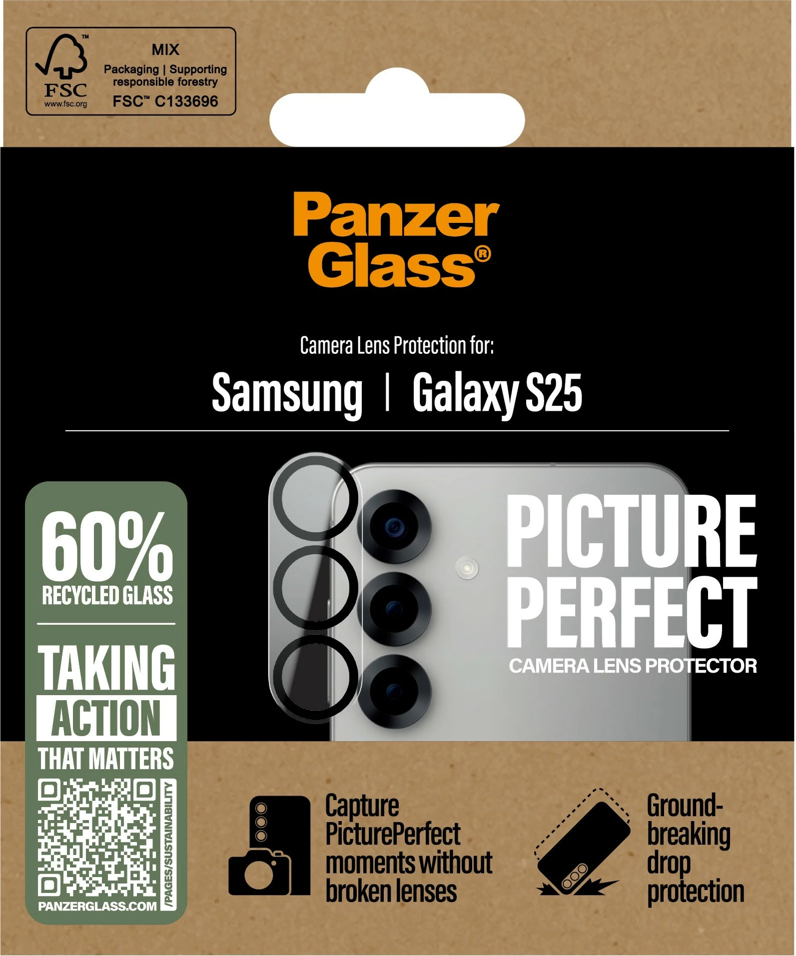 Mbrojtës lentash PanzerGlass për Samsung Galaxy S25, transparent