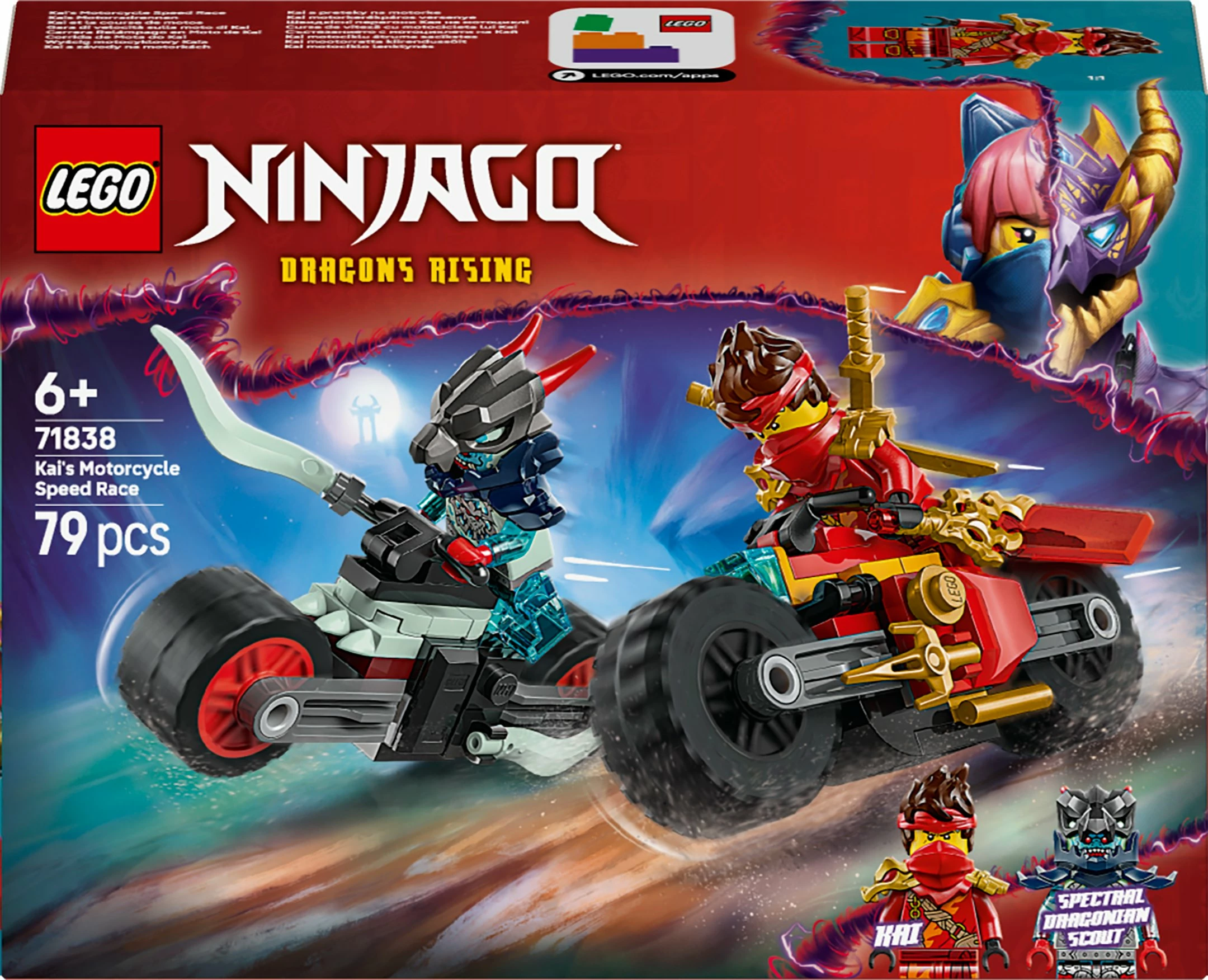 Set LEGO NINJAGO Kai's Motorcycle Race 71838, 79 copë, 6+