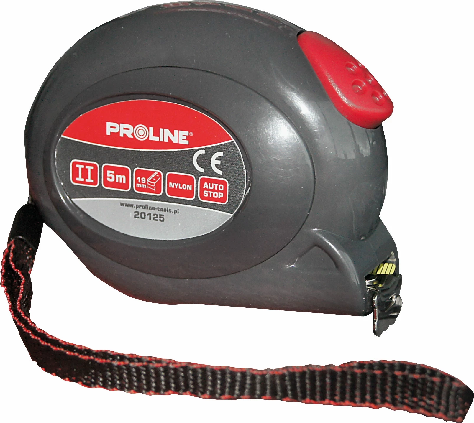 Metër shirit PROLINE 20128 8 m x 25 mm, gri/kuqe
