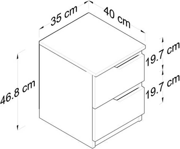 Komodinë nate Verena, bardhë-arrë, 35x40x47cm